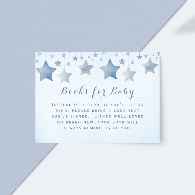 Carte D'accompagnement Whimsical Starry Night Books Baby shower bleu (Créateur téléchargé)