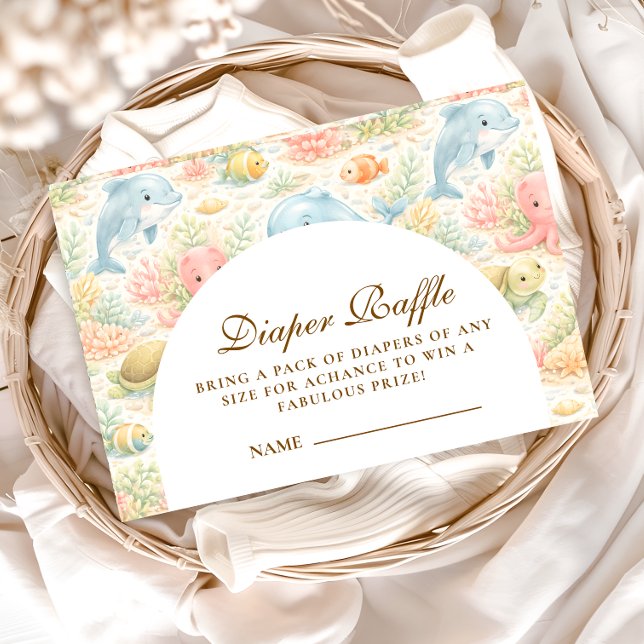 Carte D'accompagnement Whimsical Summer Animals Diapper Raffle (Créateur téléchargé)