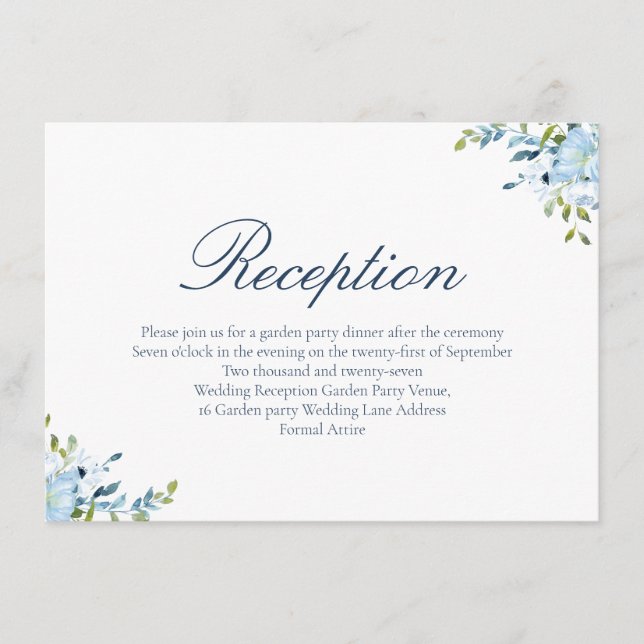 Carte D'accompagnement Whimsy Aquarelle L'amour est Patient Bleu Blanc (Devant)