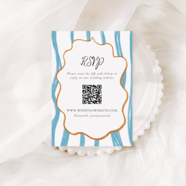 Carte D'accompagnement Whimsy Stripes Wedding QR Code Enclosure Card (Créateur téléchargé)