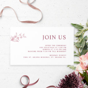 Carte D'accompagnement White and Burgundy Chic Rejoignez-nous Mariage d'a