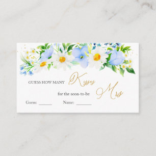 Carte D'accompagnement White Daisy Blue Floral Devinez Combien De Baisers