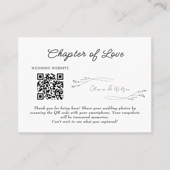Carte D'accompagnement White Elegant Minimalist Botanical Wedding (Devant)
