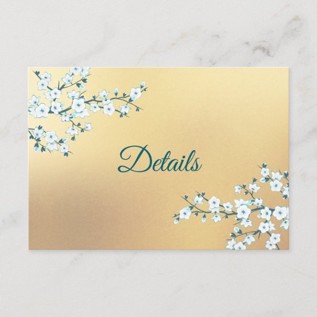 Carte D'accompagnement White Gold Floral Wedding Details (Devant)