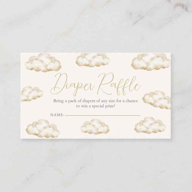 Carte D'accompagnement White Ivory Heaven Sent Baby Shower Diaper Raffle (Devant)