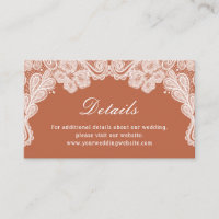 White Lace on Terracotta Détails Mariage Site web