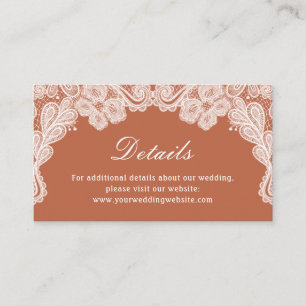 Carte D'accompagnement White Lace on Terracotta Détails Mariage Site web
