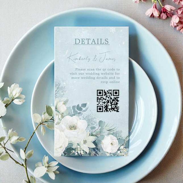 Carte D'accompagnement White Roses Hellebores Silver Eucalyptus Wedding (Créateur téléchargé)