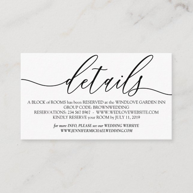 Carte D'accompagnement White Simple Modern Ajouter Détails du Mariage pho (Devant)