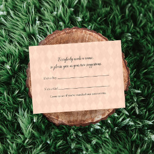 Carte D'accompagnement White Teddy Bear Nom Suggestion Baby shower Jeu