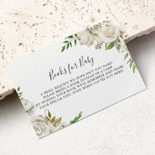 Carte D'accompagnement White Winter Peony Floral Baby shower Demande de r