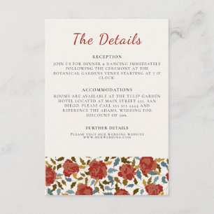 Carte D'accompagnement Wild Rose Floral Petals Garden Affair Mariage