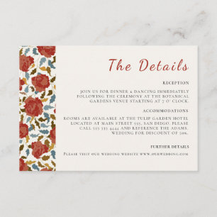 Carte D'accompagnement Wild Rose Floral Petals Garden Affair Mariage