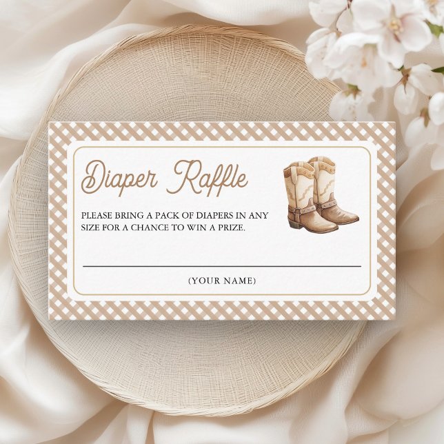 Carte D'accompagnement Wild West Cowboy Boots Baby Shower Diaper Raffle (Créateur téléchargé)