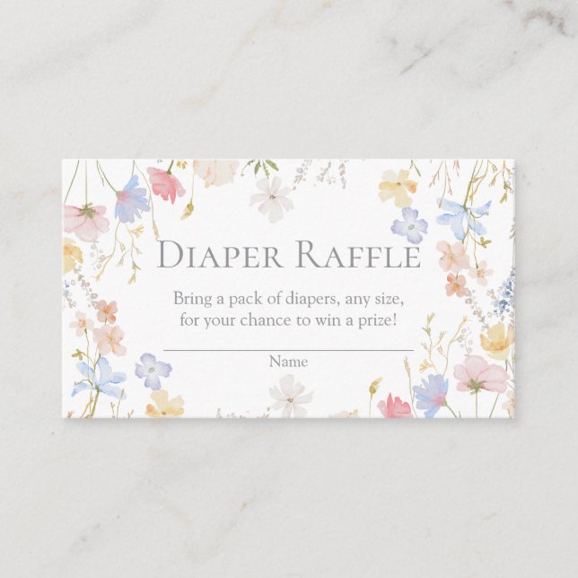 Carte D'accompagnement Wildflower Baby Shower Diaper Raffle Insert (Devant)