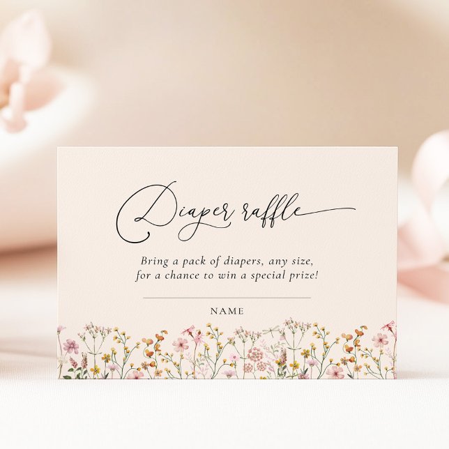 Carte D'accompagnement Wildflower Baby Shower Diaper Raffle Ticket (Créateur téléchargé)