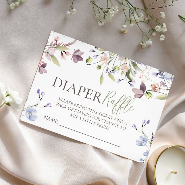 Carte D'accompagnement Wildflower Diaper Raffle Insert (Créateur téléchargé)