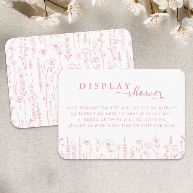 Carte D'accompagnement Wildflower Display Shower Baby Shower Card (Pink Display Shower Card)