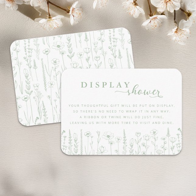 Carte D'accompagnement Wildflower Display Shower Baby Shower Card – Sage  (Display Shower Card - Sage Green)