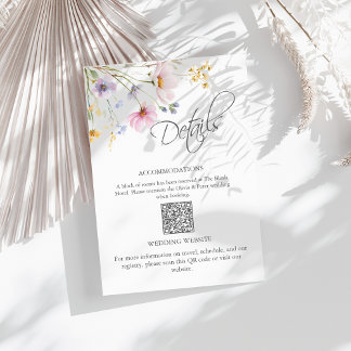 Carte D'accompagnement Wildflower Meadow Wedding Details QR Code Card