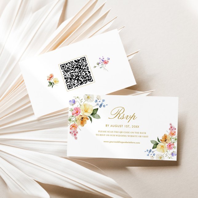 Carte D'accompagnement Wildflower Wedding QR Code RSVP Card (Créateur téléchargé)