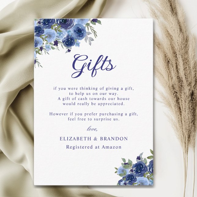 Carte D'accompagnement Wildflowers Navy Blue – Boho Rustic Wedding (Créateur téléchargé)