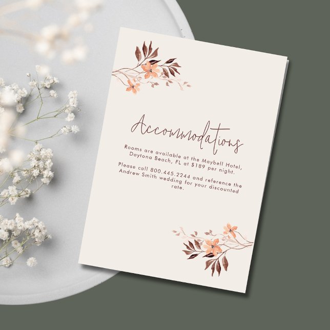 Carte D'accompagnement Wildlfower Boho Détails de l'hébergement (Wildlfower Boho Accommodations Details Enclosure Card)