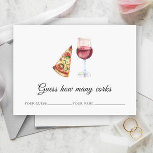 Carte D'accompagnement Wine & Pizza - Combien de bouchons jeu de mariage