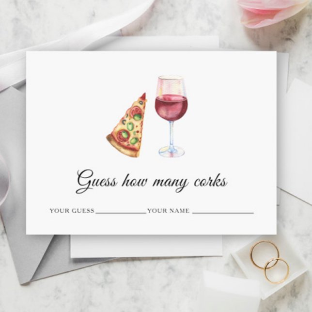 Carte D'accompagnement Wine & Pizza - Combien de bouchons jeu de mariage (Créateur téléchargé)