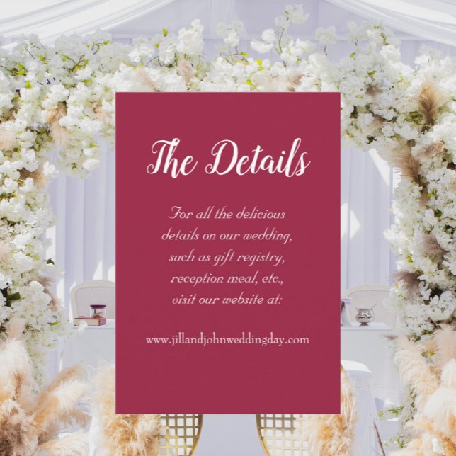 Carte D'accompagnement Wine Red Style Simple Détails du Mariage (In Situ Wedding)