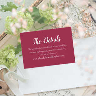 Carte D'accompagnement Wine Red Style Simple Détails du Mariage
