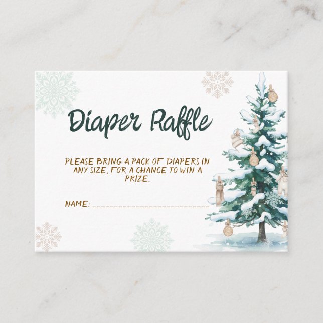 Carte D'accompagnement Winter Baby Shower Diaper Raffle (Devant)