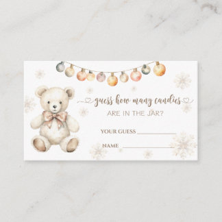 Carte D'accompagnement Winter Bear Baby shower devinez combien de bonbons