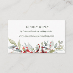 Carte D'accompagnement Winter Berries Greenery Site Mariage RSVP