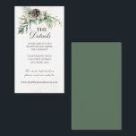 Carte D'accompagnement Winter Berries Pine Cone Greenery Wedding<br><div class="desc">Enclosure Card depicts a floral watercolor winter Christmas natural design with white berries,  a pine cone and greenery adorned with gold dust. It features reception and wedding website details and can be customized to the information of your choice._</div>
