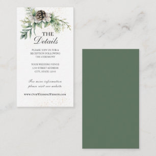 Carte D'accompagnement Winter Berries Pine Cone Greenery Wedding