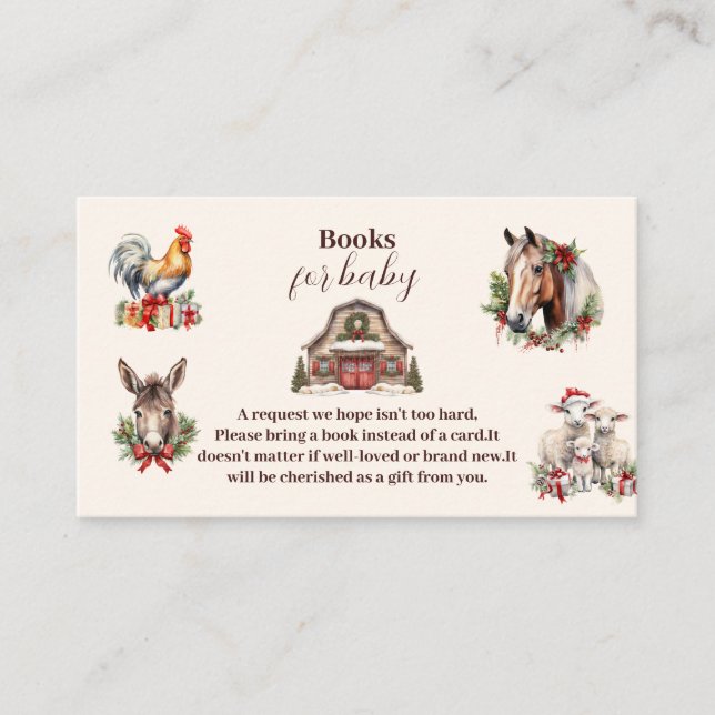 Carte D'accompagnement Winter Farm Animals Livres de Noël pour bébé (Devant)