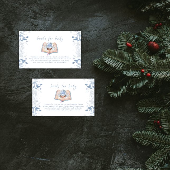 Carte D'accompagnement Winter Floral Snowball Books For Baby Shower  (Winter Floral Snowball Books For Baby Shower Enclosure Card)