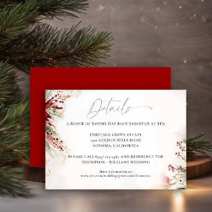 Carte D'accompagnement Winter Greenery Christmas Red Mariage Détails