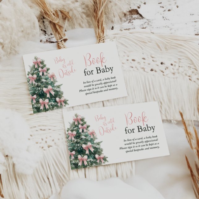 Carte D'accompagnement Winter It's Cold Outside Pink Bow Girl Baby Shower (Créateur téléchargé)