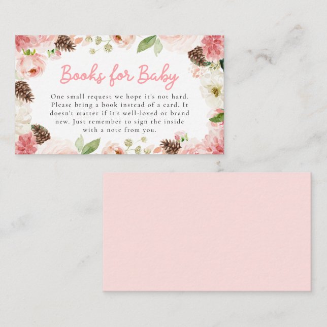 Carte D'accompagnement Winter Pink Girl Baby shower Livres pour bébé (Devant / Derrière)