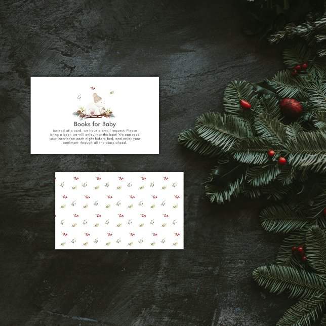 Carte D'accompagnement Winter Sleigh Polar Bear Books For Baby Shower  (Winter Sleigh Polar Bear Books For Baby Shower Enclosure Card)