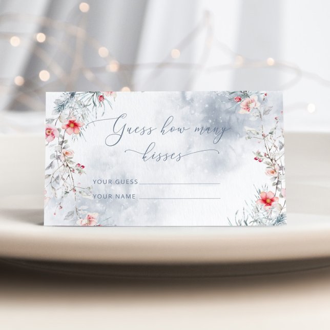 Carte D'accompagnement Winter Snow in Love devinez combien de baisers nup (Créateur téléchargé)