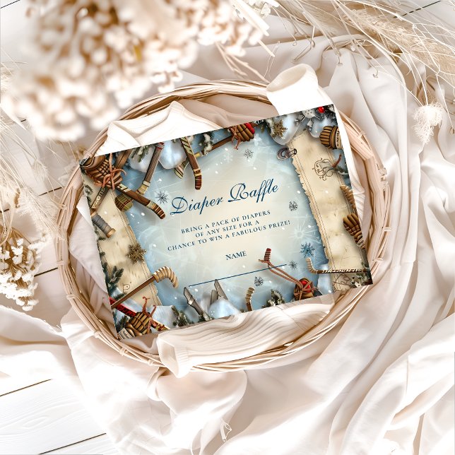 Carte D'accompagnement Winter Sports Baby Shower Diapper Raffle (Créateur téléchargé)