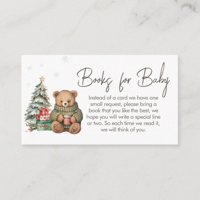Carte D'accompagnement Winter Teddy Bear Baby shower Livres pour bébé (Devant)