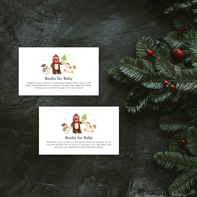 Carte D'accompagnement Winter Teddy Bear Snowman Books For Baby Shower (Winter Teddy Bear Snowman Books For Baby Shower Enclosure Card)