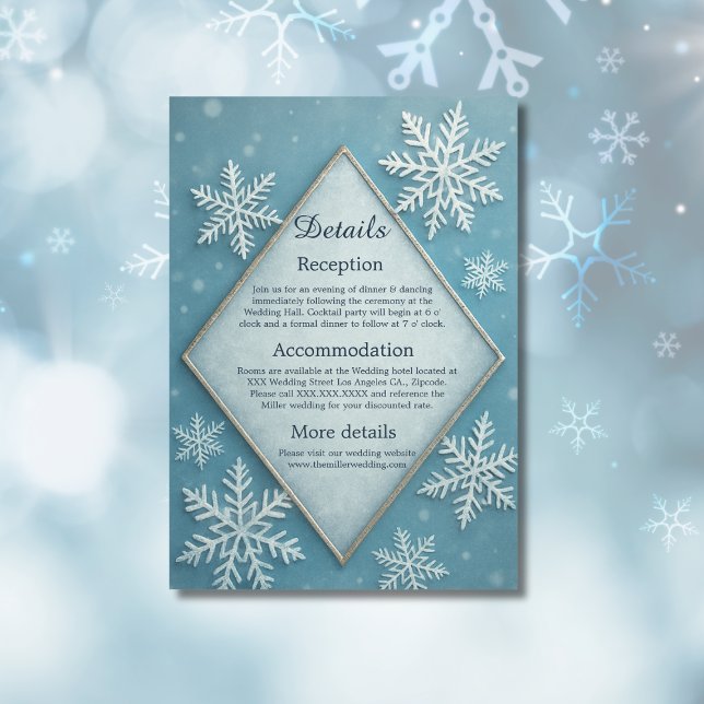 Carte D'accompagnement Winter Wonderland Blue Snowy Romantique mariage (Créateur téléchargé)