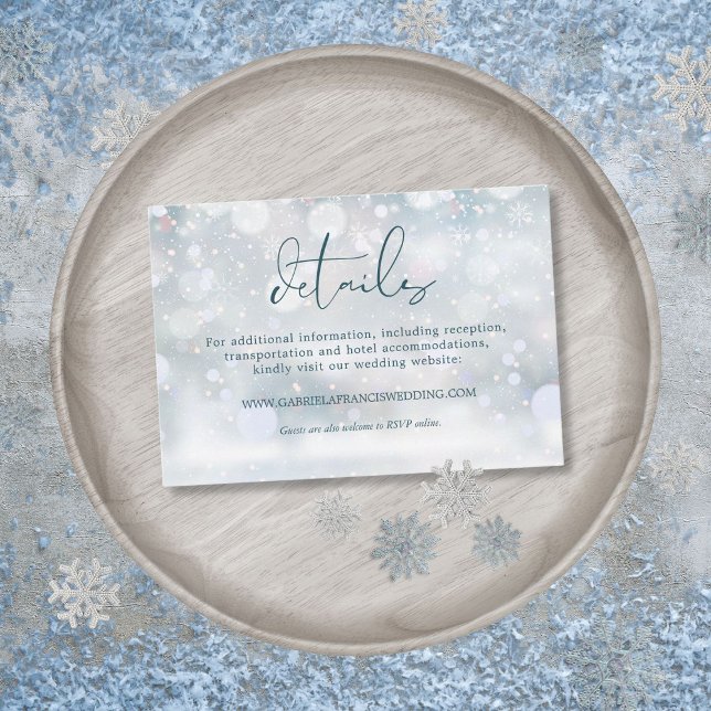 Carte D'accompagnement Winter Wonderland - Mariage de neige Détails (Winter Wonderland Snow Wedding Details Enclosure Card)