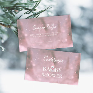 Carte D'accompagnement Winter Wonderland Pink Baby Diaper Raffle Request