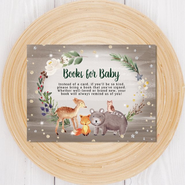 Carte D'accompagnement Winter Woodland Animaux Livres Pour Baby shower (Créateur téléchargé)